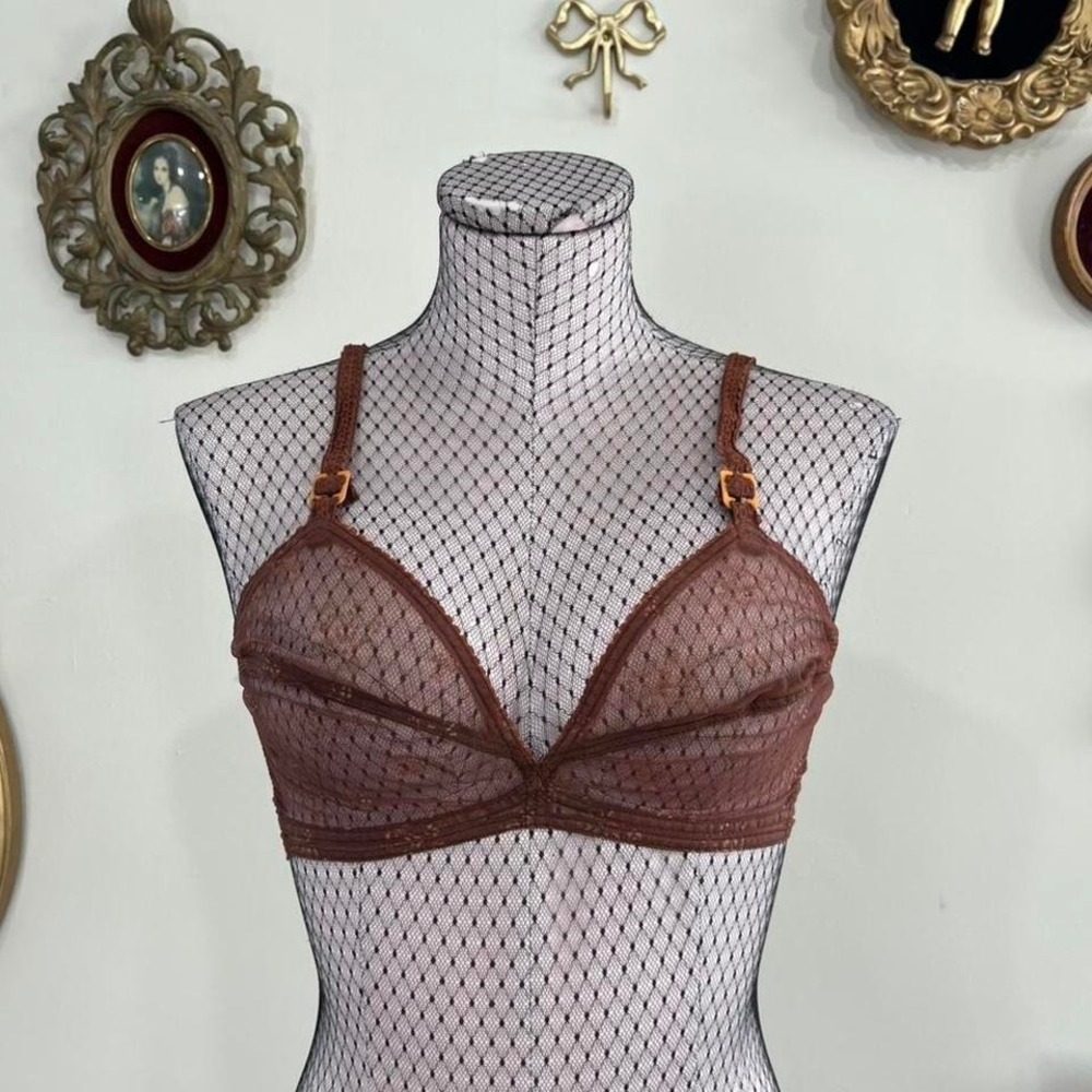 Vintage‎ Brown Sheer Lace Underwire Bra – Size 34C